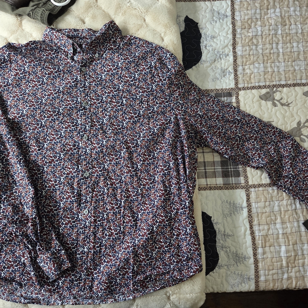 Express Multicolor Floral Button-Down Shirt
